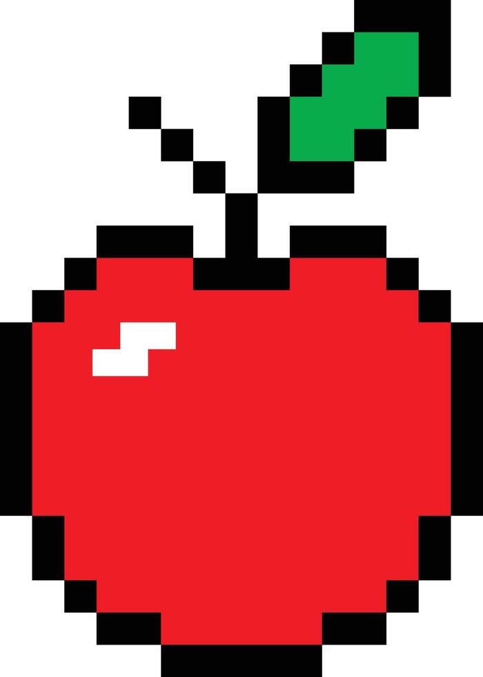 Apple pixel icon. Pixel art fruit apple sign. Pixelated fruit symbol. flat style. vector