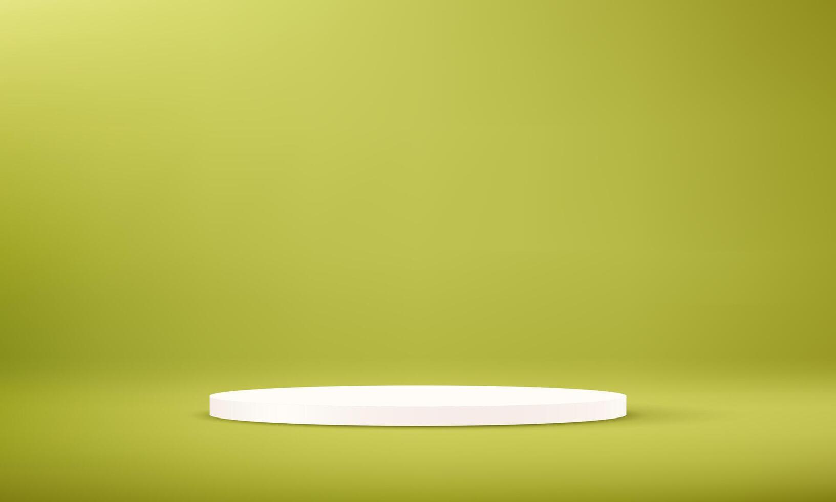 Green studio room background. Green background 3d with white podium. Empty room with light effect. Space for selling products on the website. illustration. vector