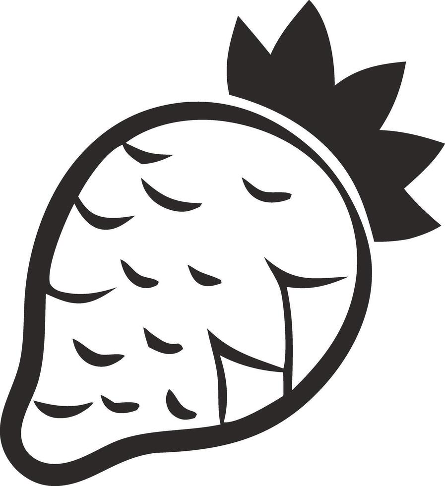 A black and white drawing of a strawberry vector