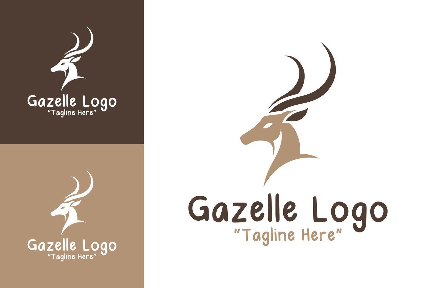 Minimalist Gazelle Logo with Stylish Brown and Tan Color Palette vector