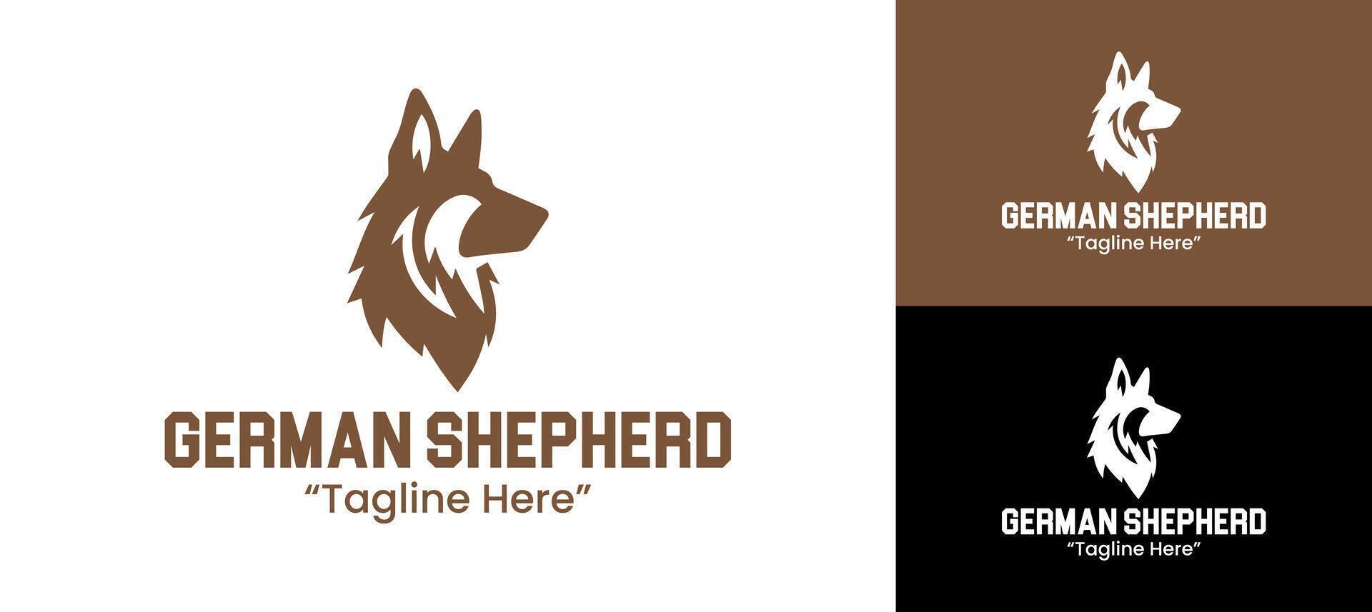 Elegant German Shepherd Logo with Strong Silhouette in Brown and White vector