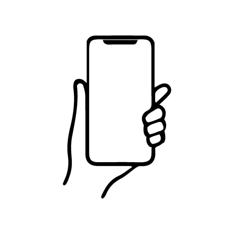 icon symbol of handphone being held vector