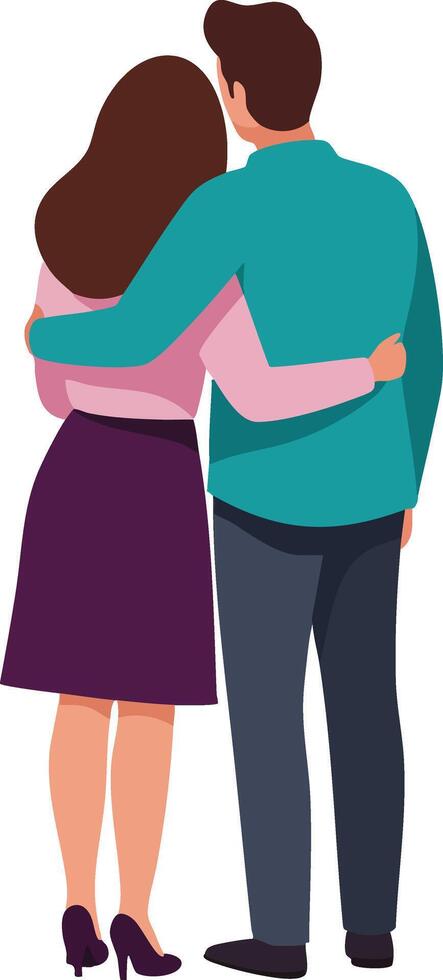 Couple embracing each other from behind in affectionate pose illustration for relationship concepts and love symbolism vector