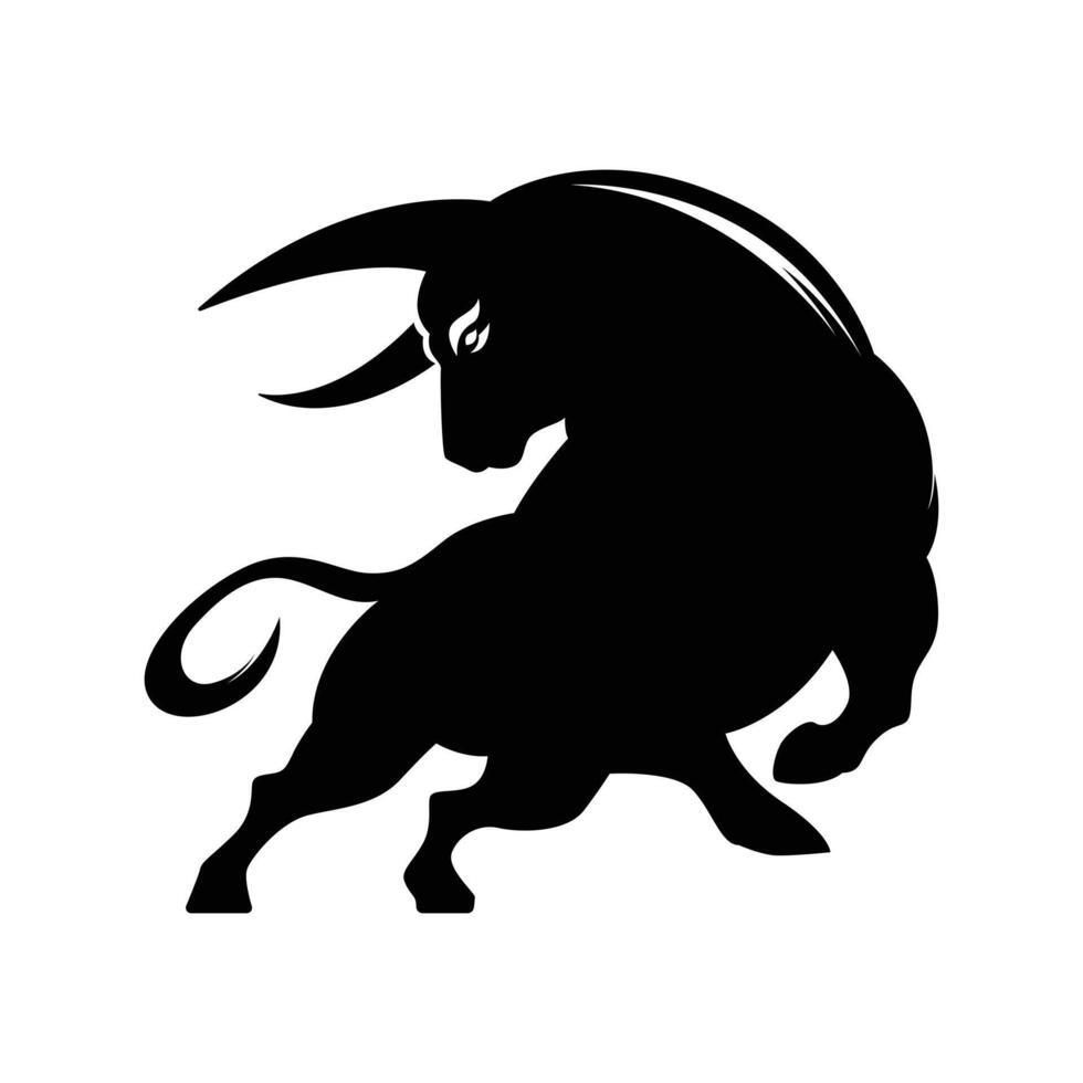 bull logo aggressive design concept silhouette style vector
