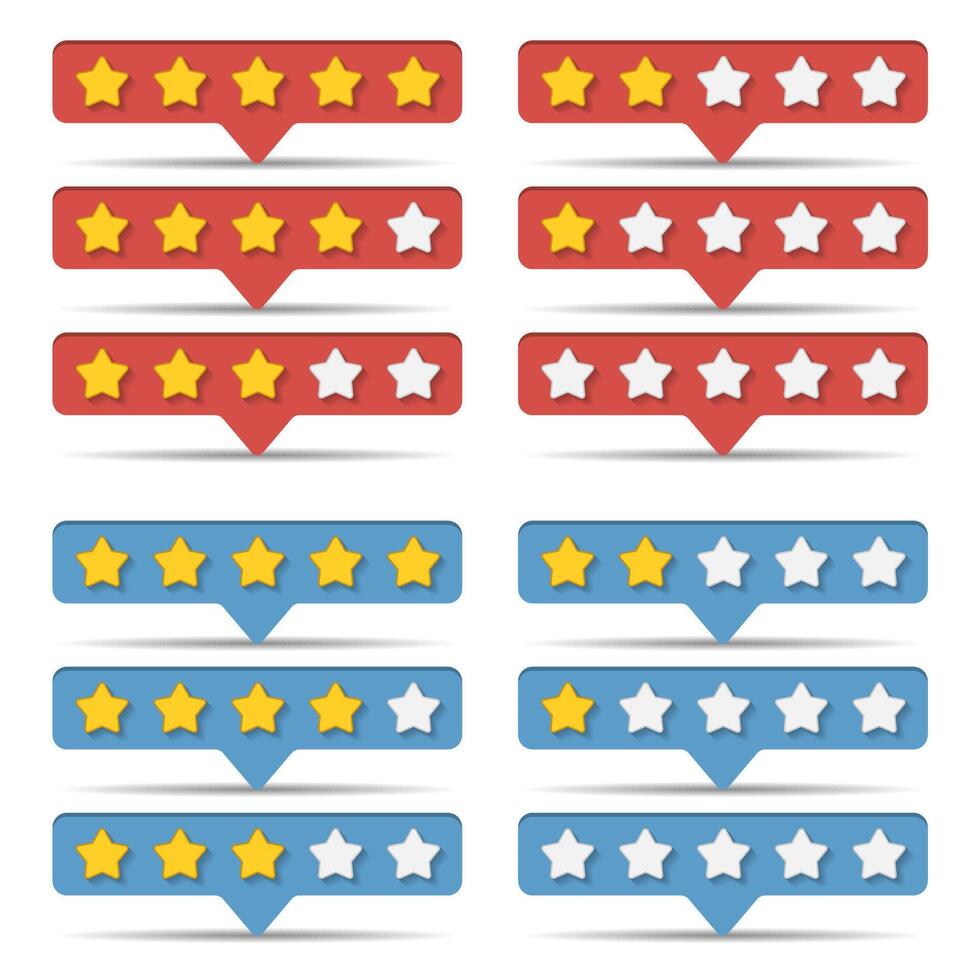 Rating stars, red and blue colors vector