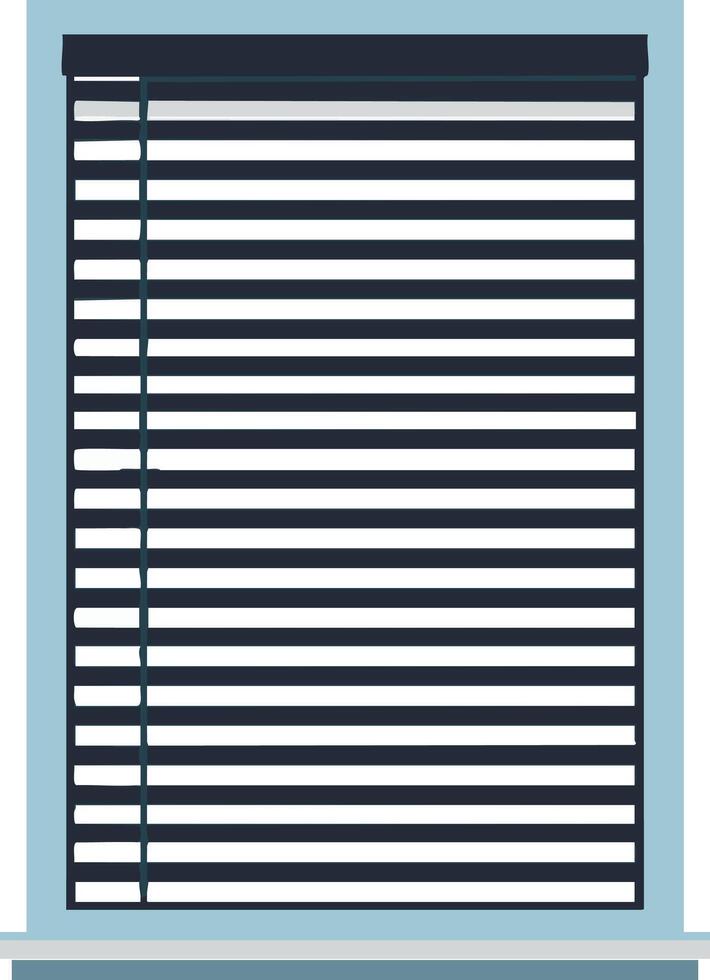 Window with black horizontal blinds in modern minimalist style illustration vector