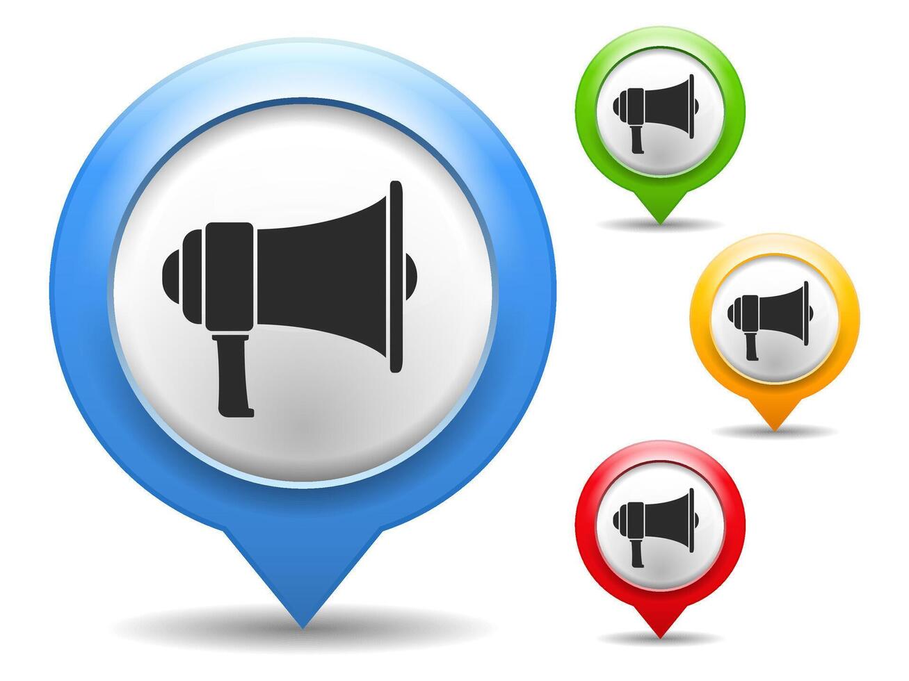Megaphone icon in map pin vector