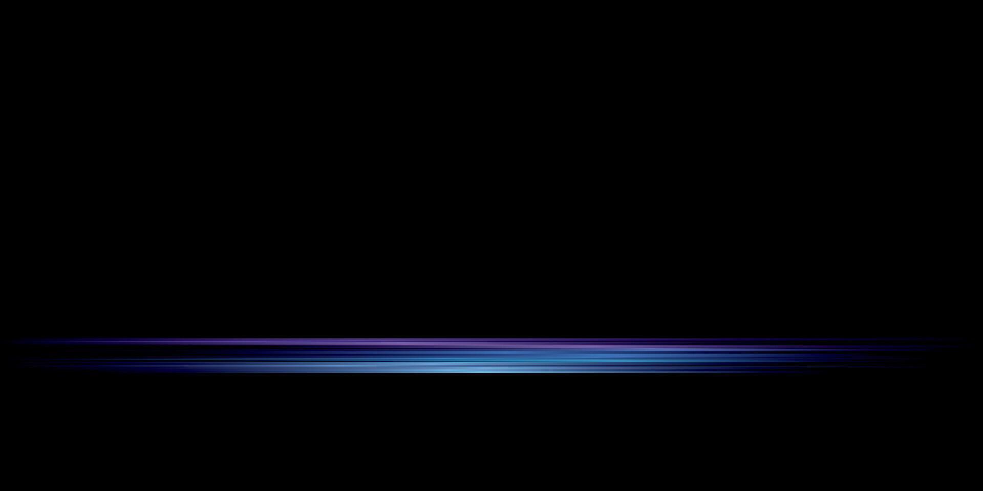 Straight streaks blue light effect high speed dynamic motion on black background graphic illustration have blank space. vector
