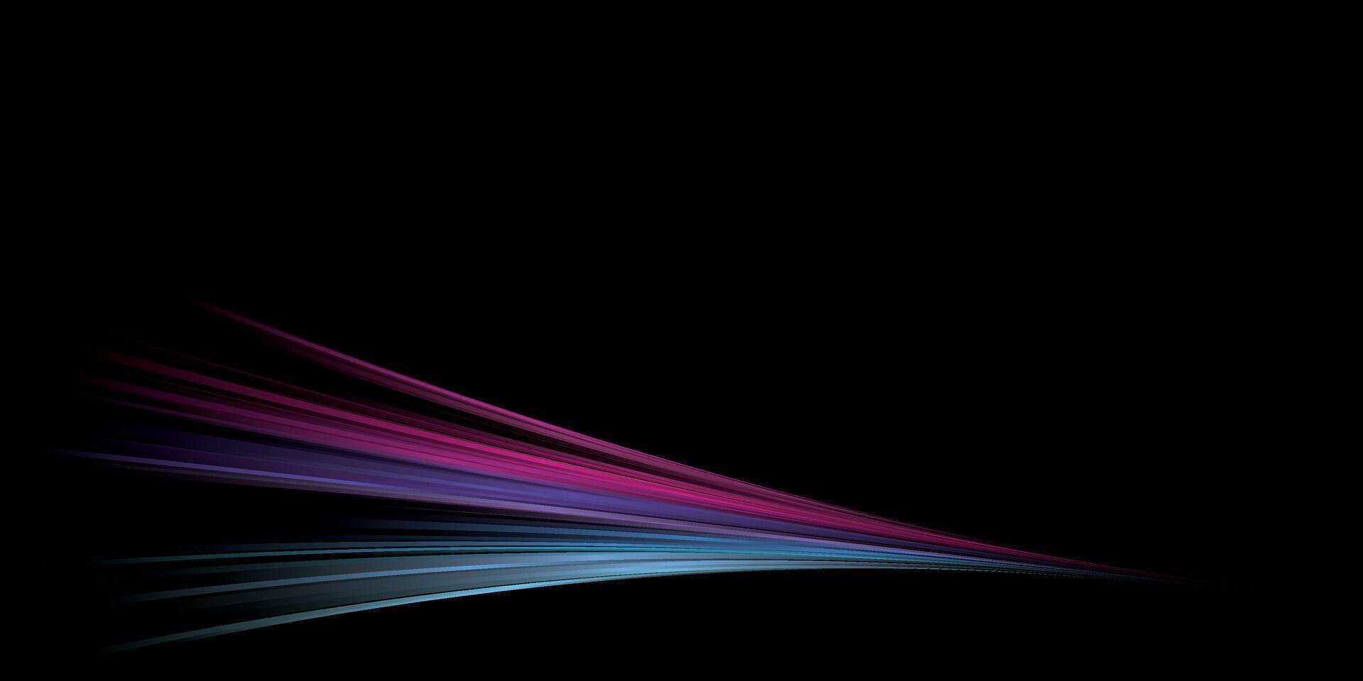 Abstract colorful high speed neon light on black background graphic illustration have blank space. vector