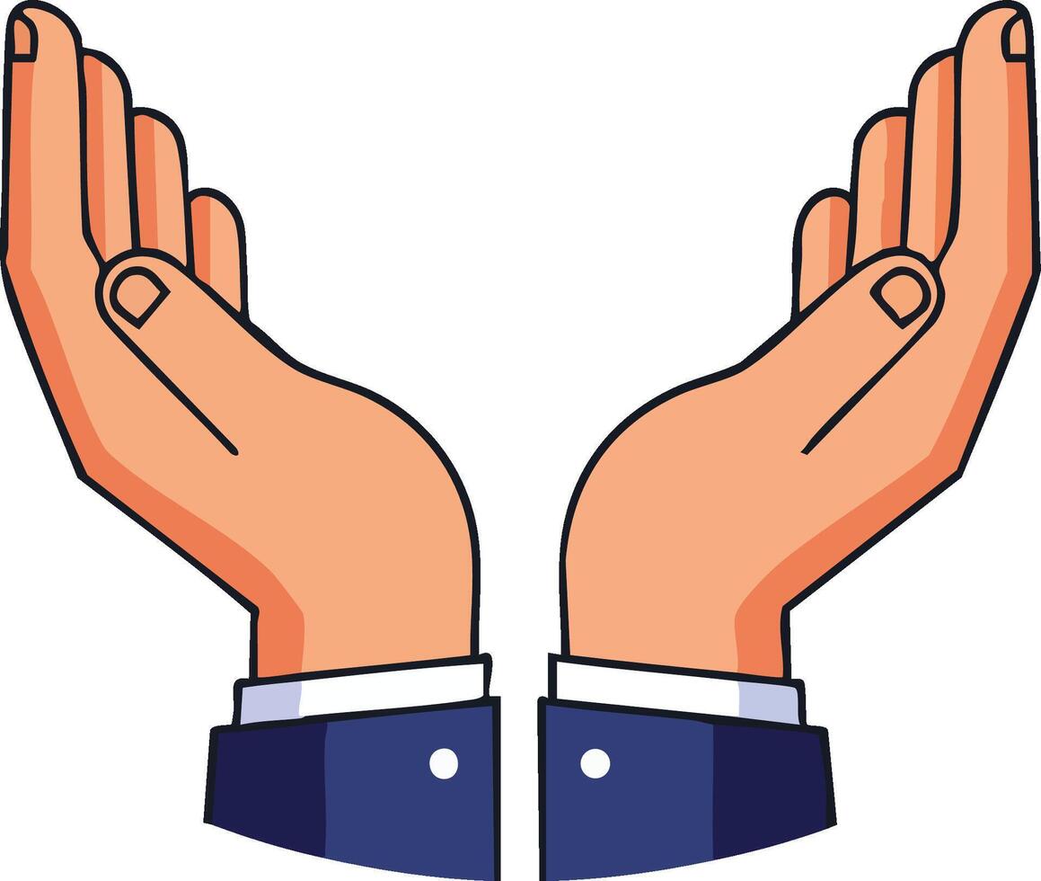 Open hands gesture symbolizing giving support and care in business and communication concepts vector