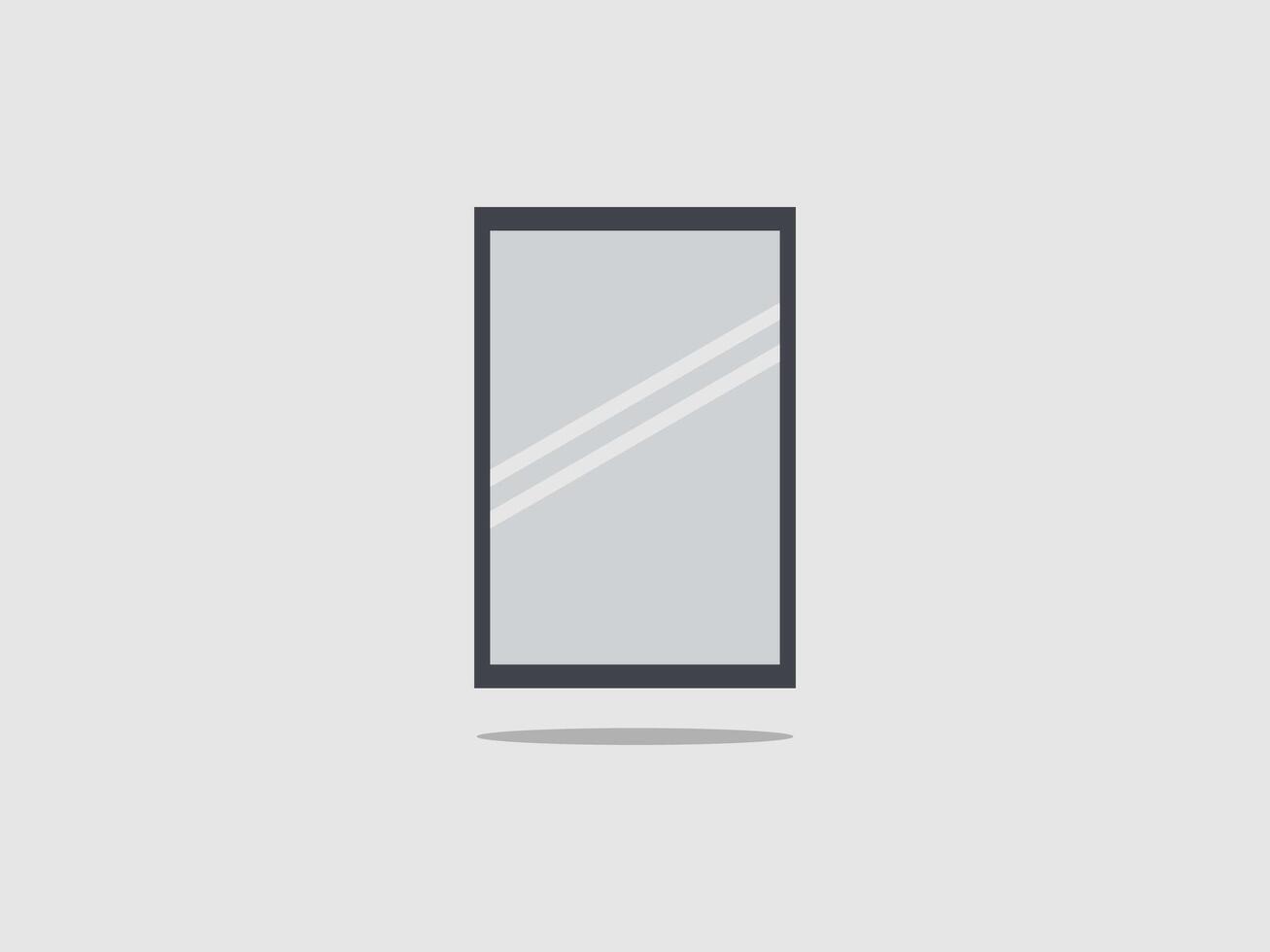 rectangular mirror with a dark frame and two diagonal light reflections vector