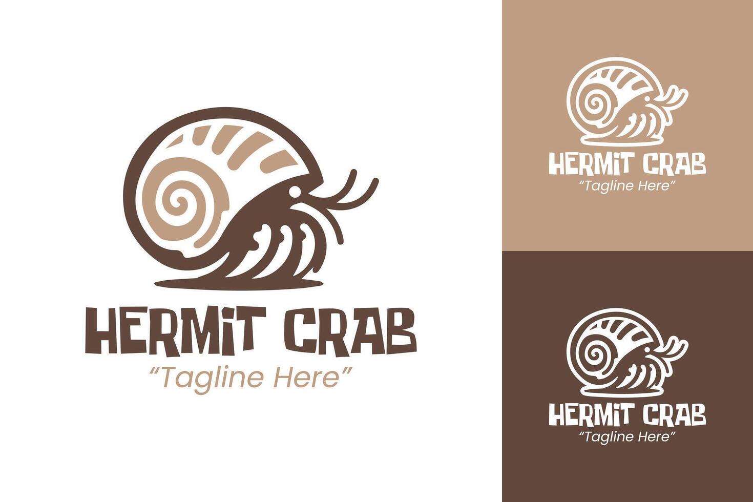 Elegant Hermit Crab Logo in Warm Brown and Beige for Unique Branding Solutions vector