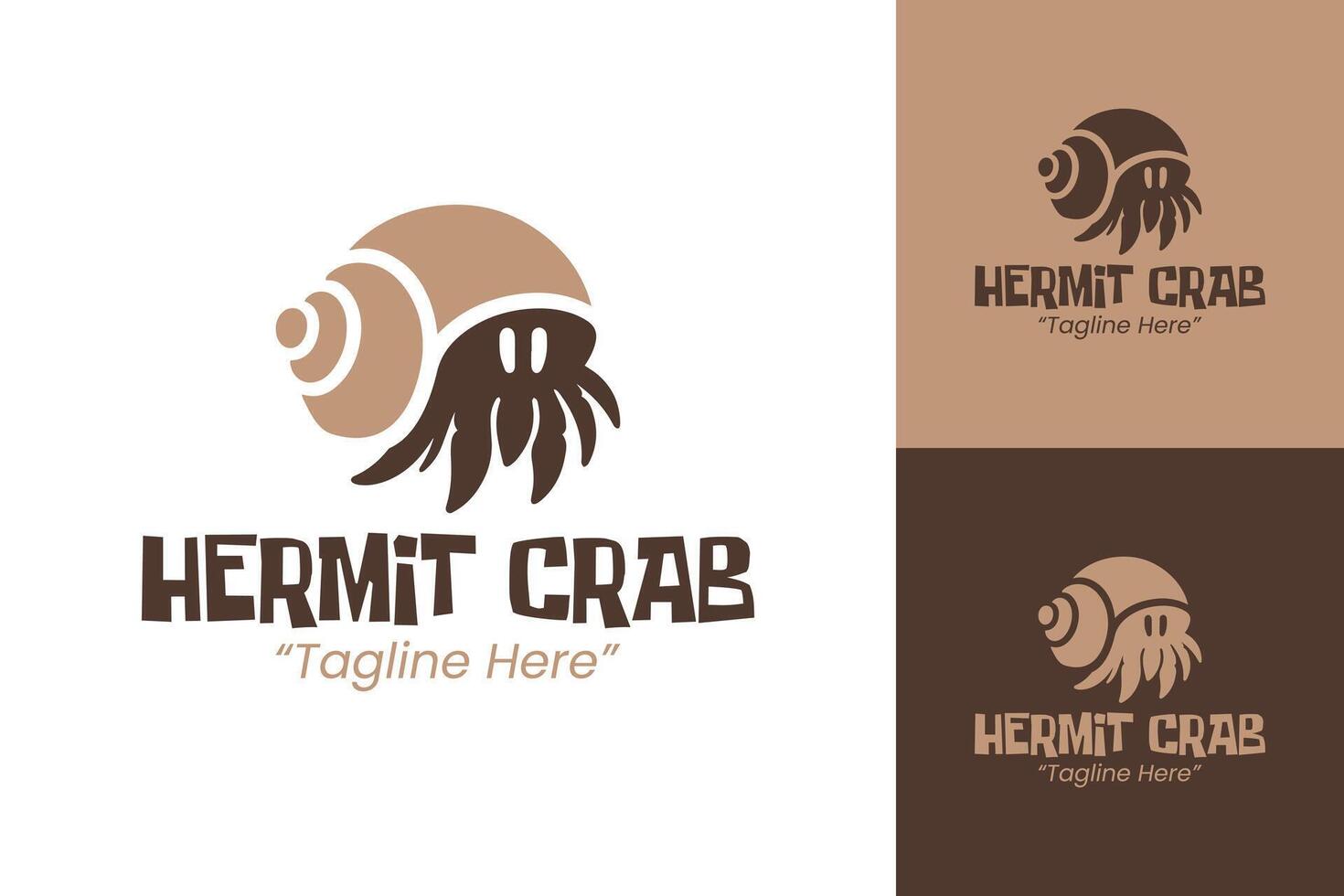 Modern and Minimalist Hermit Crab Logo in Earthy Brown and Beige for Professional Branding vector