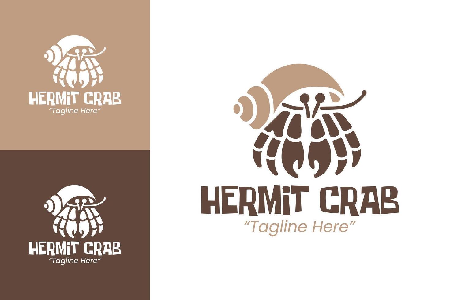 Professional and Modern Hermit Crab Logo Design in Brown and Beige for Branding vector