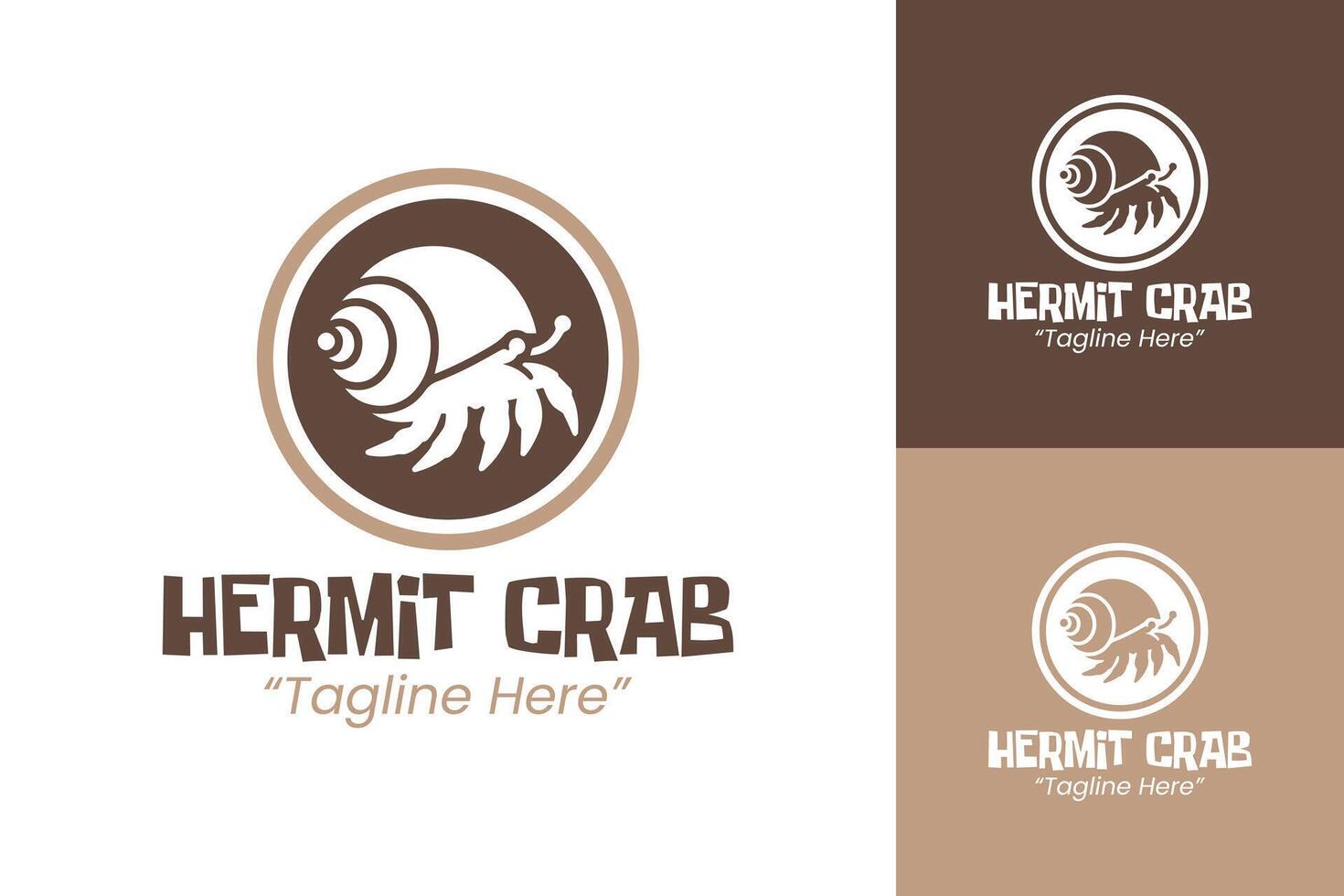 Charming Hermit Crab Logo in Warm Brown and Beige Colors for Distinctive Branding vector