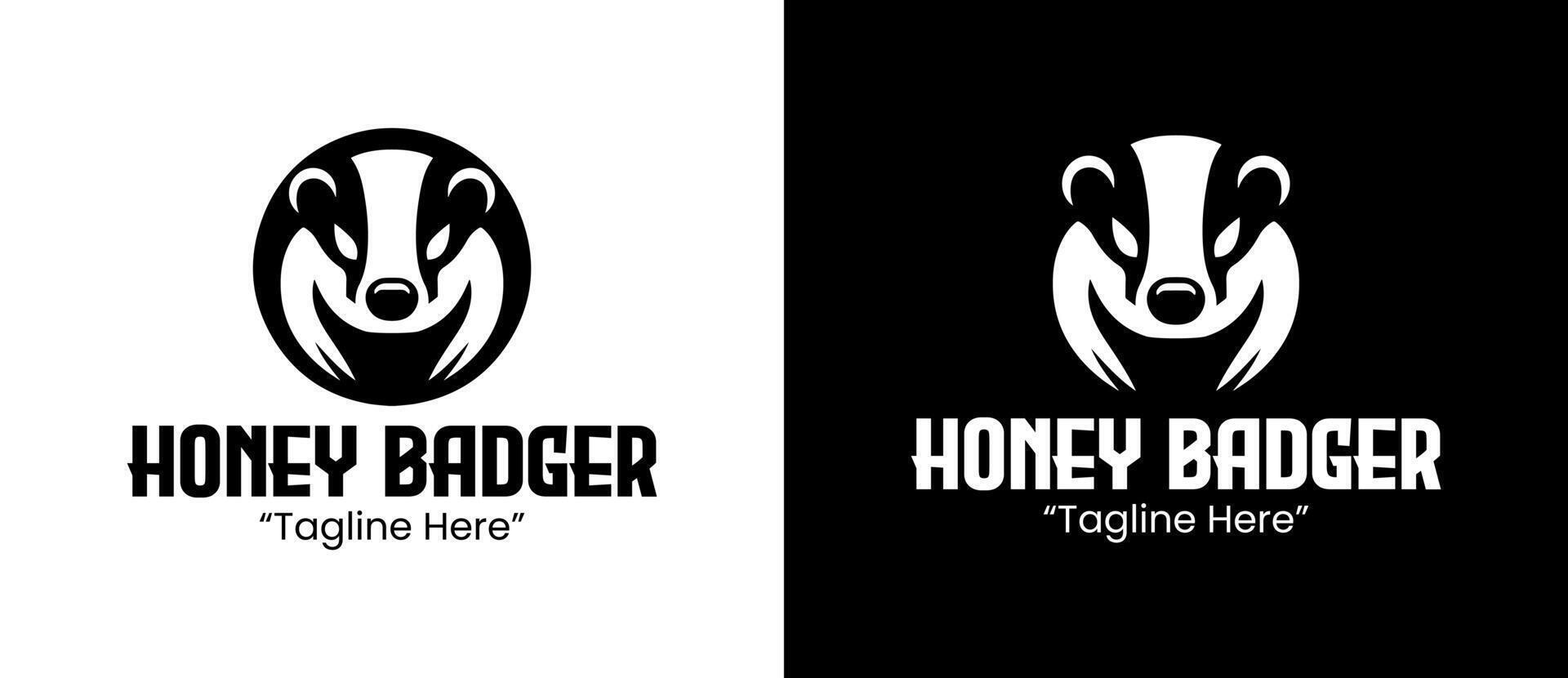 Bold Honey Badger Logo Design with Strong Shapes and Monochromatic Color Scheme for Branding vector