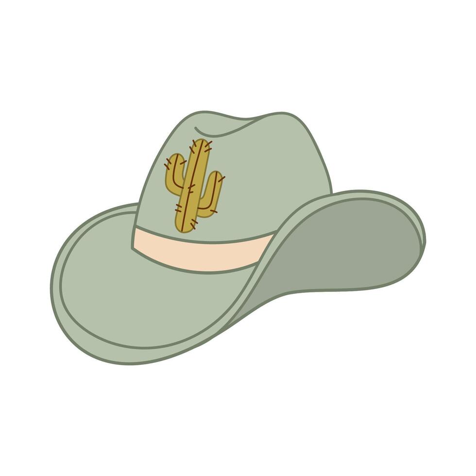 Green cowboy hat with cactus icon vector
