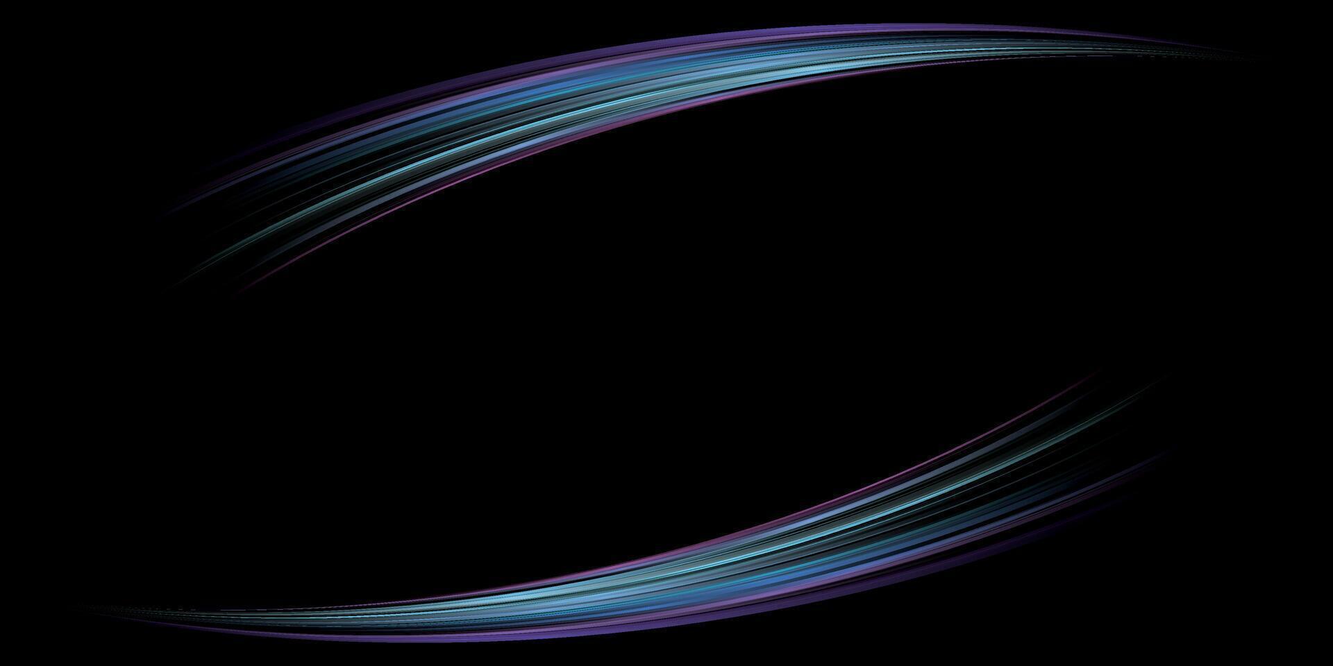 Abstract colorful neon light dynamic motion as a ellipse frame on black background graphic illustration. vector