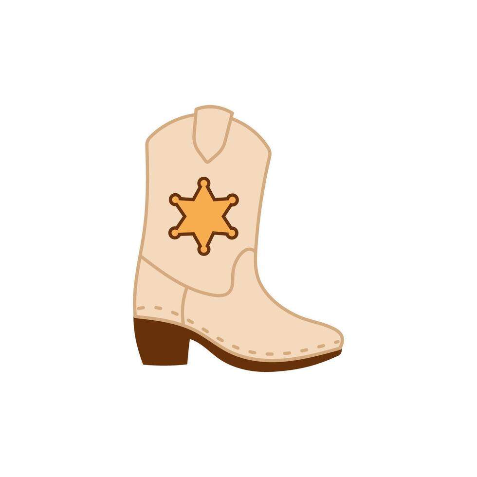 Sheriff badge cowboy boot illustration icon vector