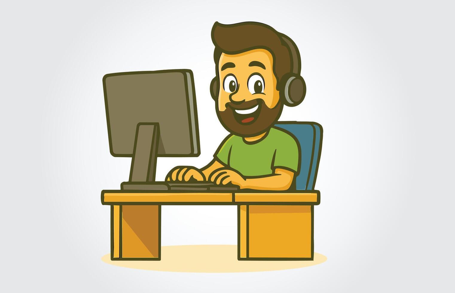 Coder or Programmer Mascot Cartoon Character logo Template vector