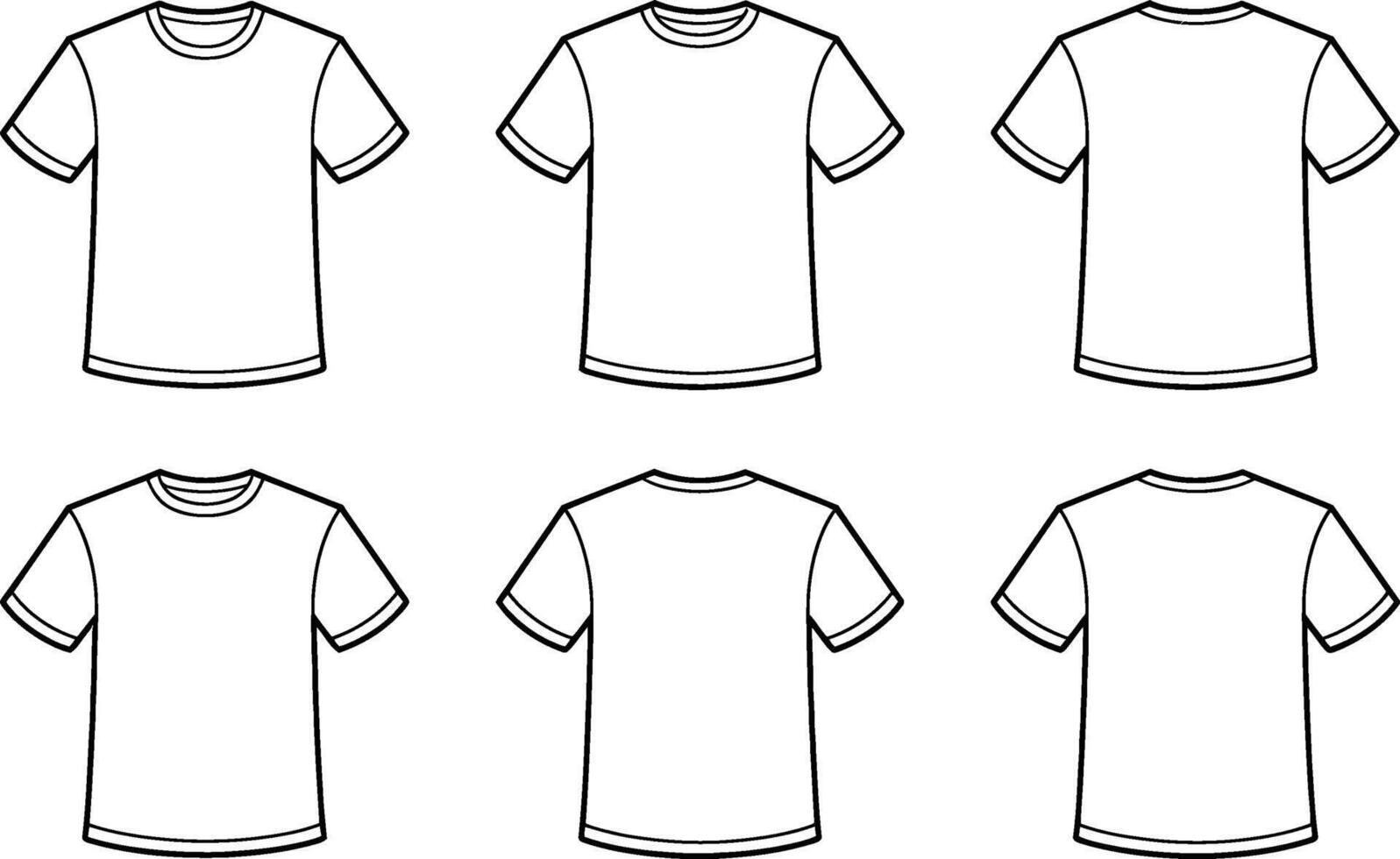 Blank white tshirt template front and back views illustration vector