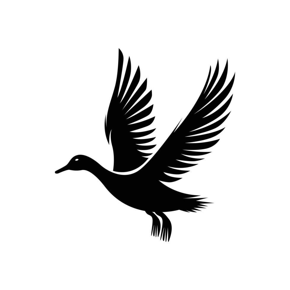 duck flying logo design concept silhouette style vector