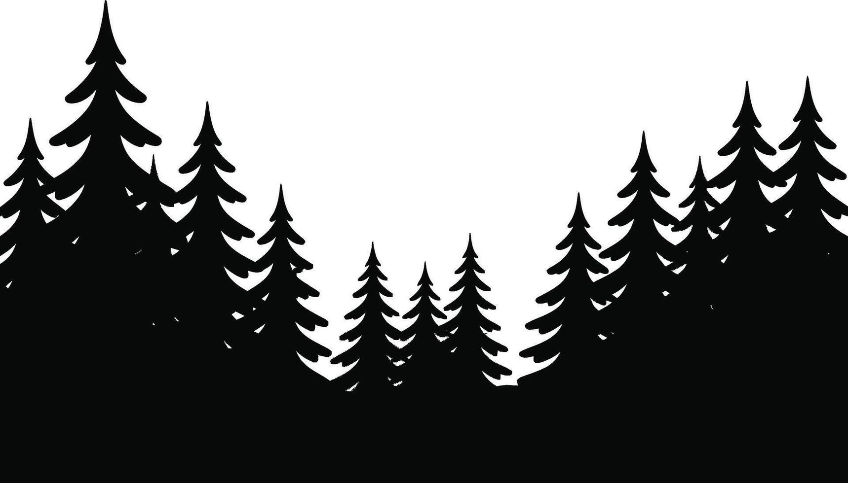 Silhouette of pine tree forest evergreen landscape illustration graphic design vector