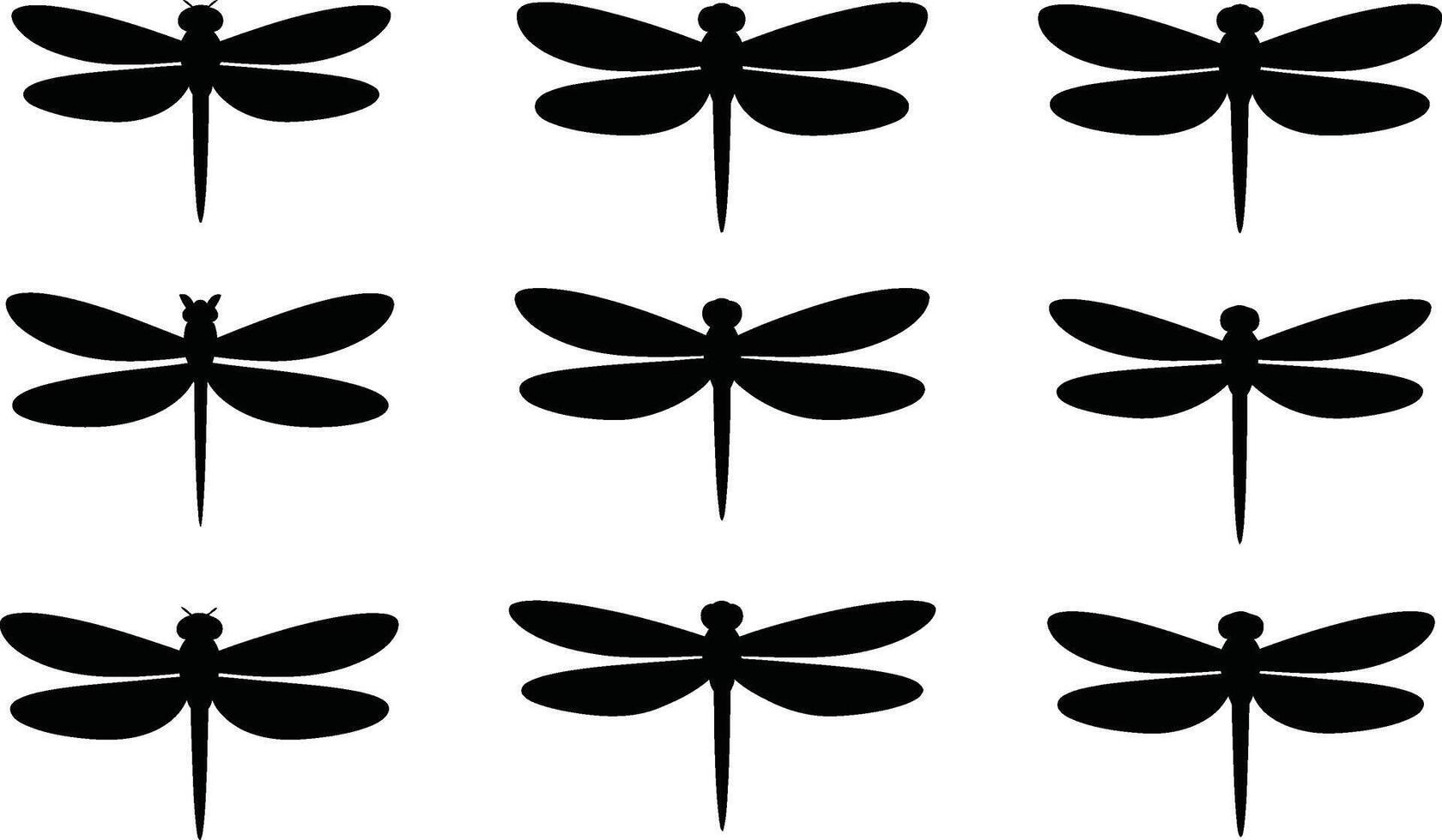 Silhouette dragonflies on a white background simple insect pattern summer theme vector