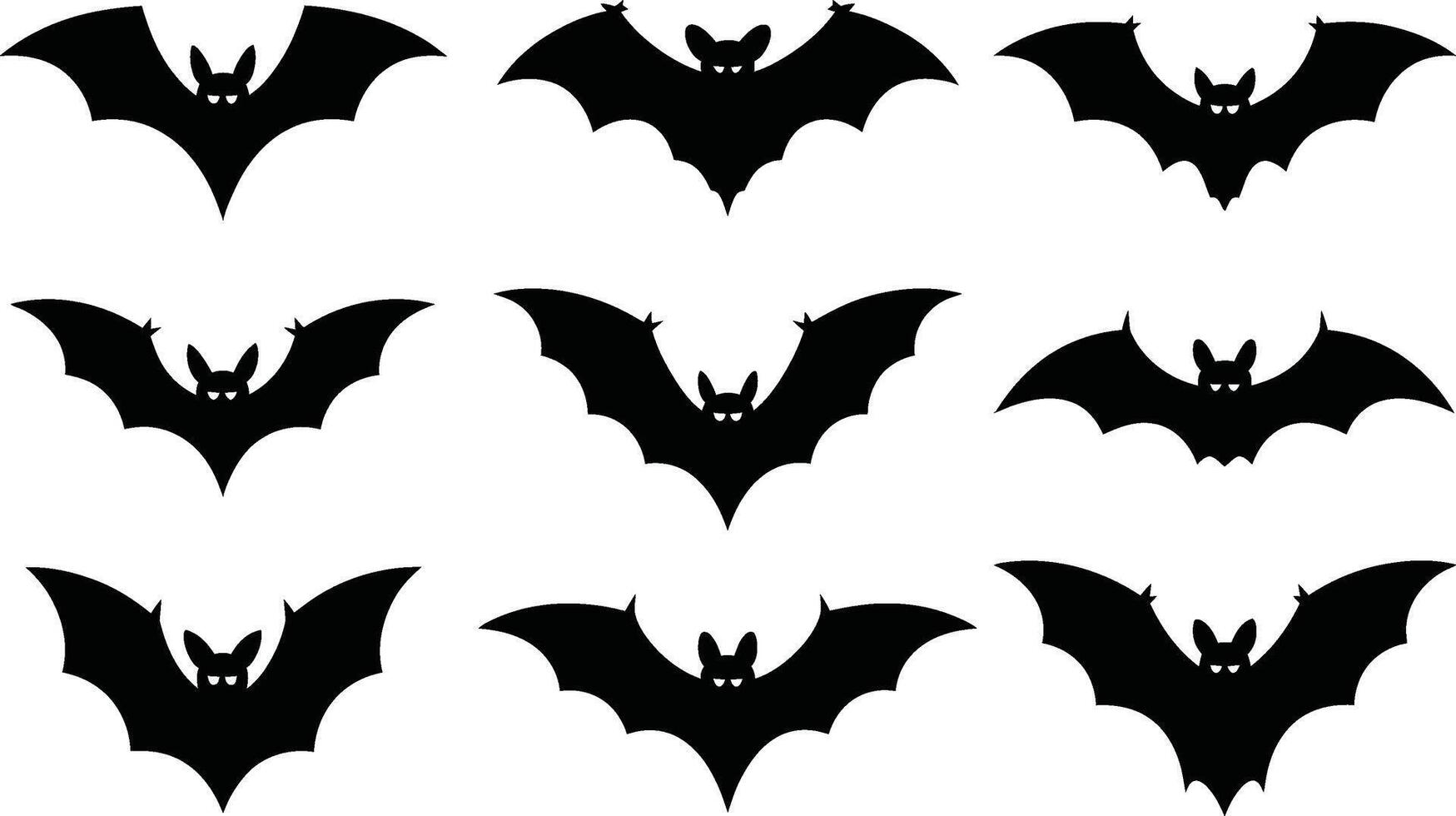 Black bat silhouettes flying on white background illustration for halloween vector