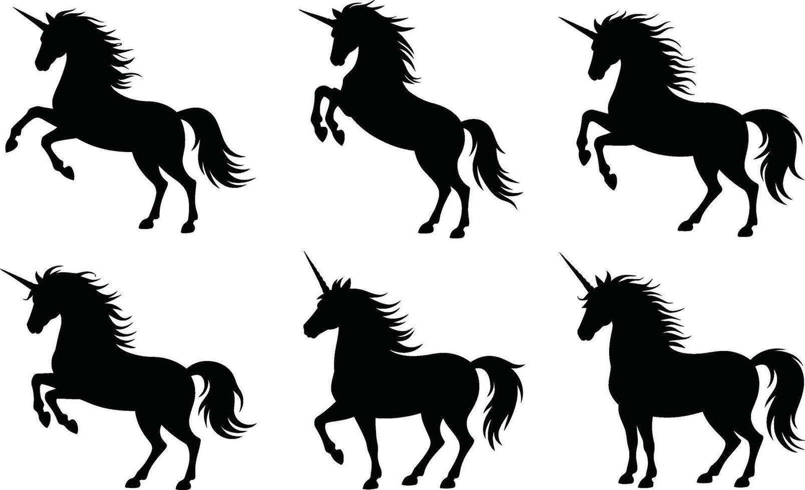 Elegant unicorn silhouette seamless pattern magical creature design elements vector