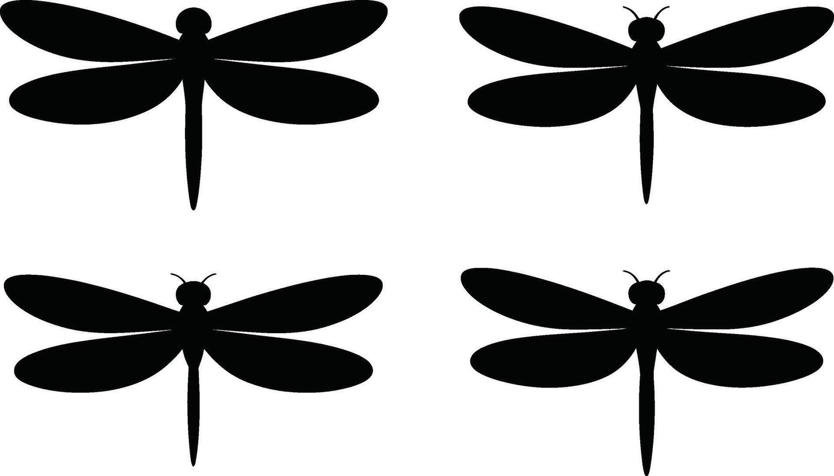 Simple dragonfly silhouette pattern with symmetrical design and black color on white background vector
