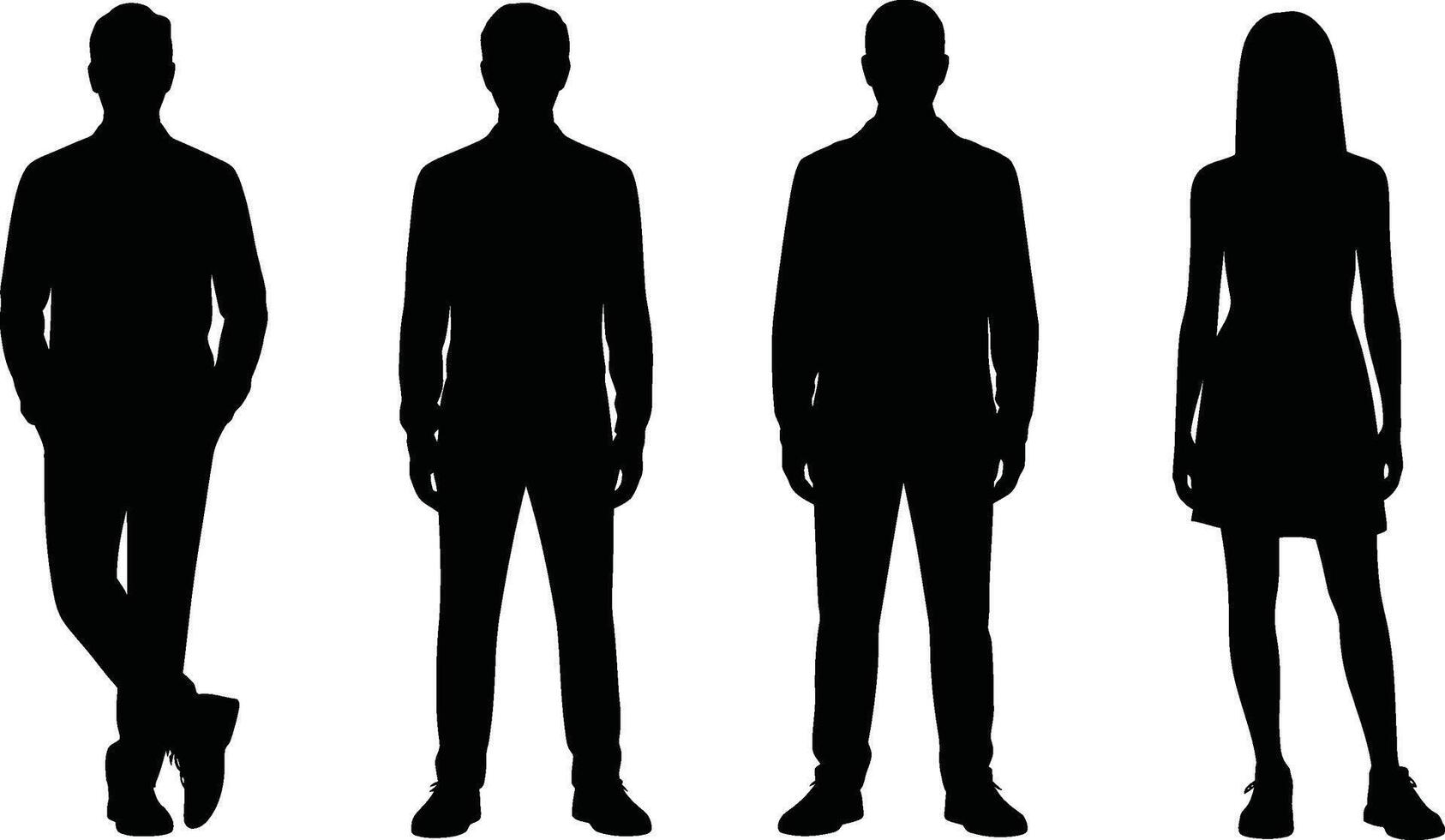 Group of business people silhouettes standing together in a graphic vector