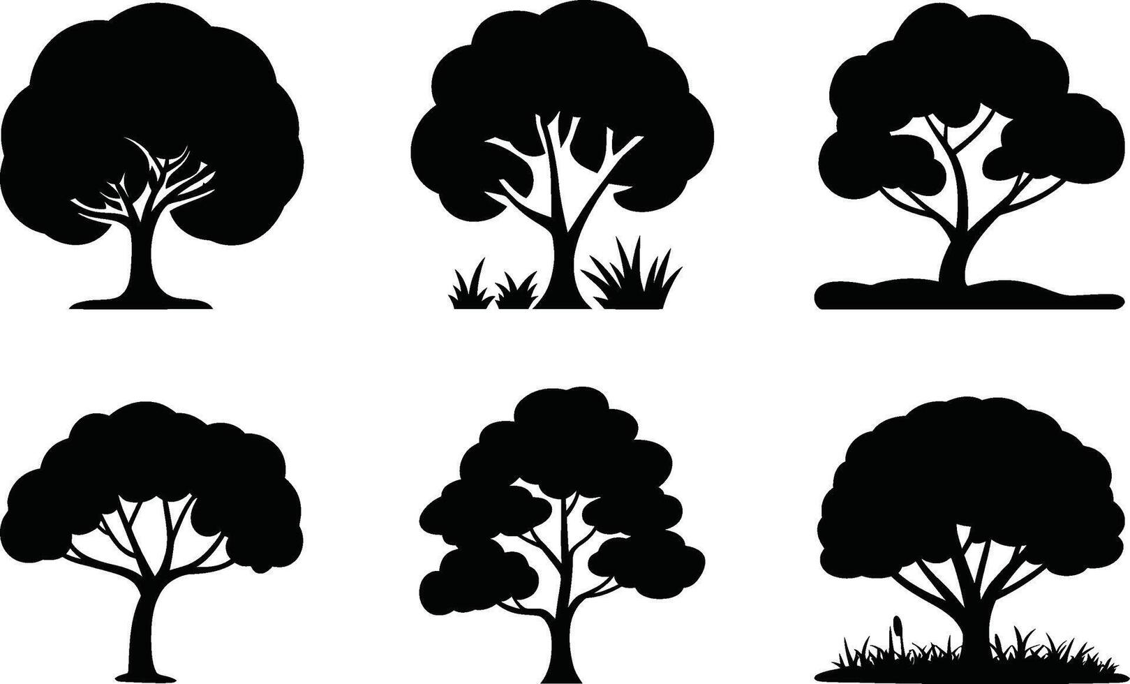 Set of tree silhouettes for graphic design and creative projects vector
