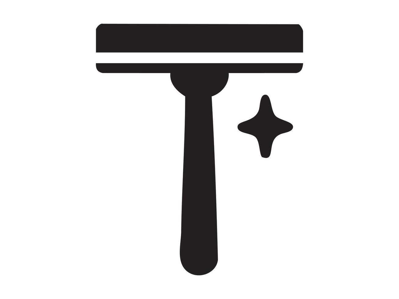 Black silhouette of Flat icon of window squeegee isolated on white background. Concept of cleaning tool, household equipment, hygiene, home maintenance vector