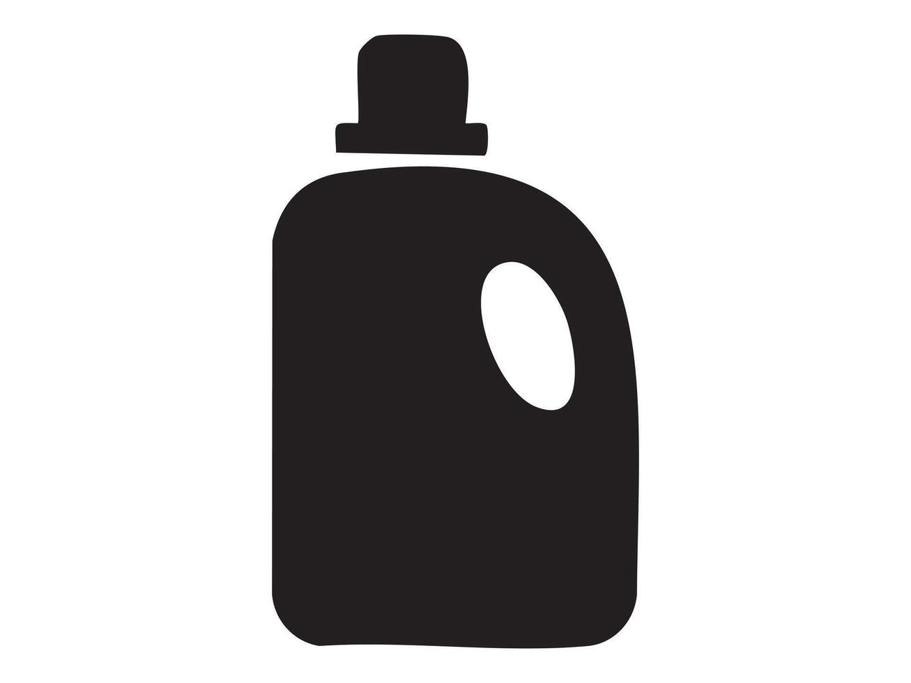 Black silhouette of cleaning detergent bottle with yellow cap, simple design for home cleaning, housekeeping, domestic cleaning, icon, art, white background vector