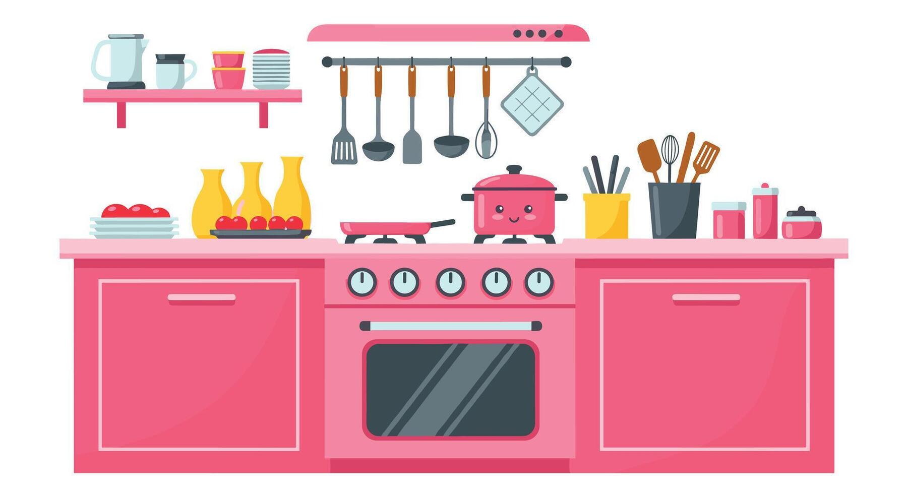 The Joyful Kitchen A Place for Cooking and Baking with Delightful Decor vector