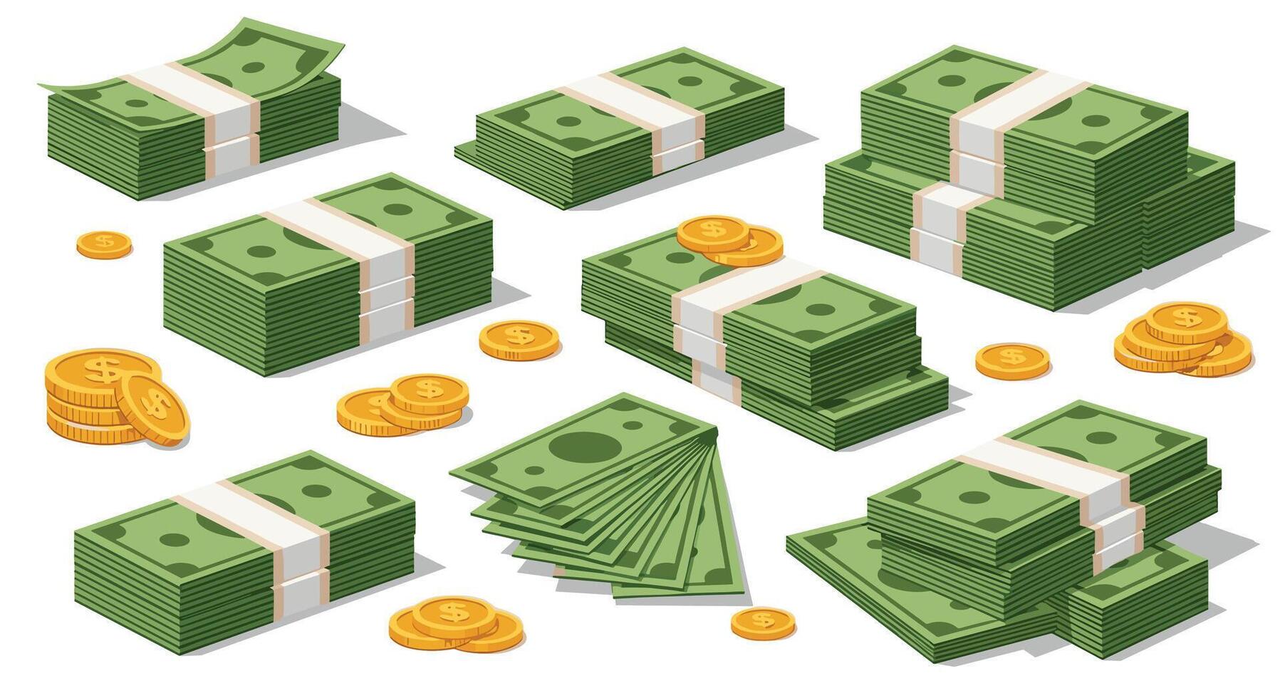 Wealth and Abundance Financial Prosperity Stack of Money and Coins Concept in Detail vector
