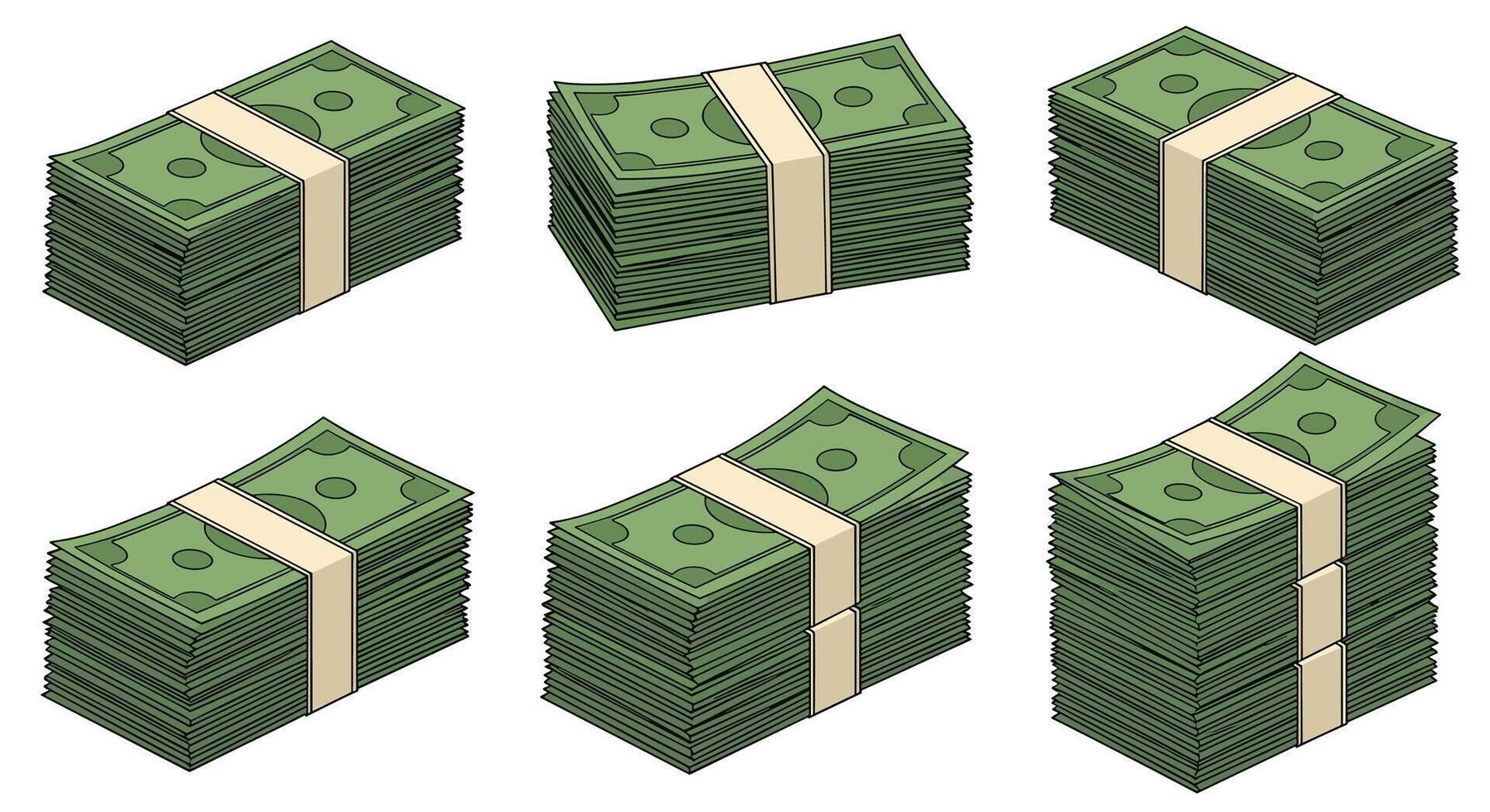 Different Stacks of Currency Representing Wealth Money Savings and Financial Success Abundance vector