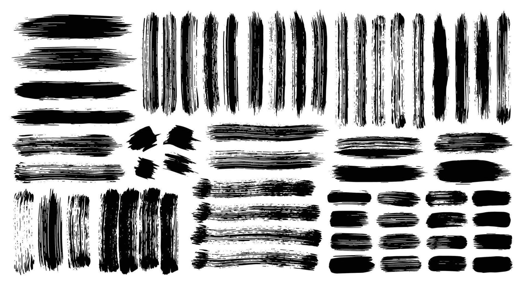 Collection of Artistic Black Ink Brush Strokes and Designs for Creative Projects vector
