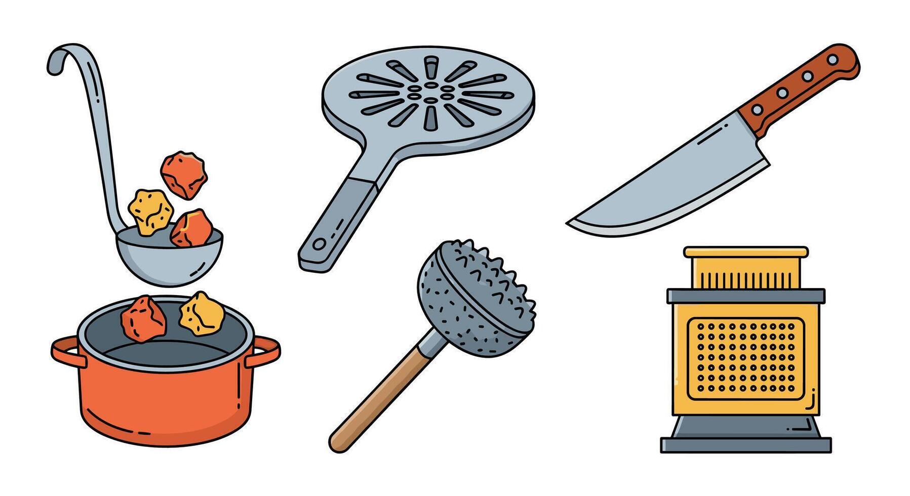 Cooking Utensils and Kitchen Tools Illustration for Food Preparation and Culinary Activities vector