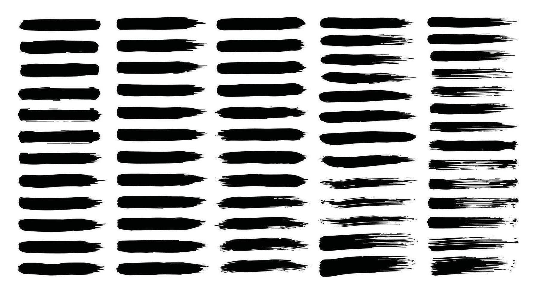 Many Different Black Brush Stroke Grunge Texture Vectors for Creative Design Project