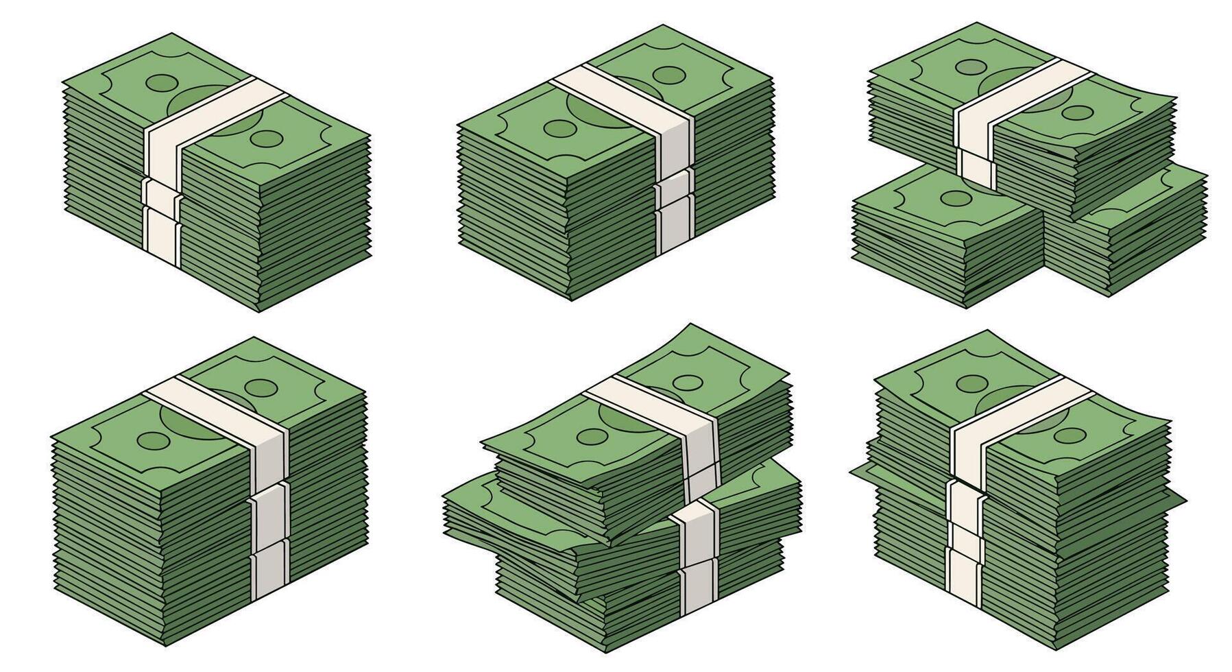 Various Stacks of Currency Representing Finances Wealth and Economic Prosperity in 3D vector