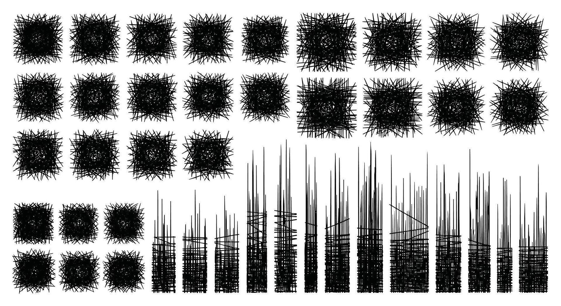 A Collection of Various Dark and Mysterious Pixelated Textures Patterns and Bar Graphs vector