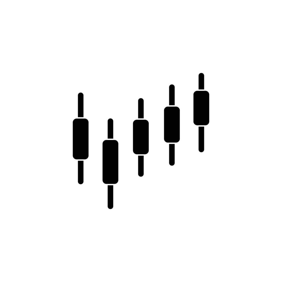 A simple black and white candlestick chart depicting a financial market trend. vector
