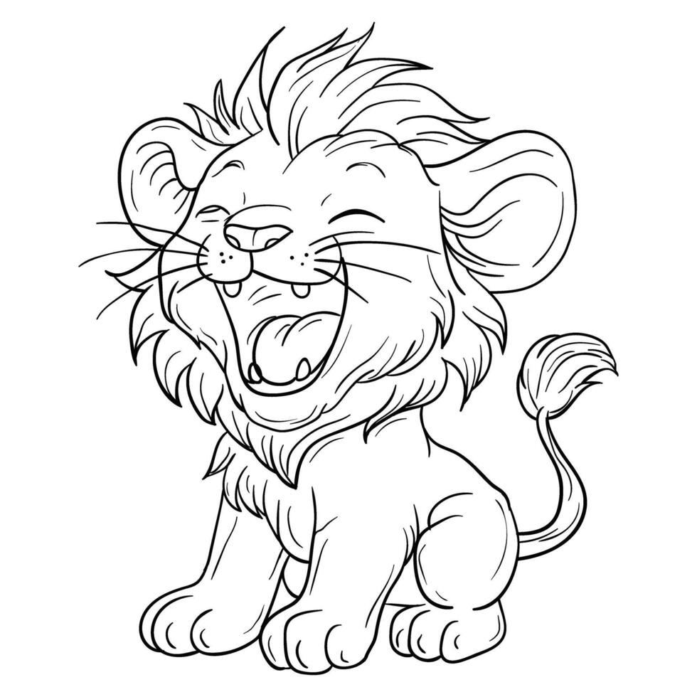 a cartoon lion laughing on a white background vector