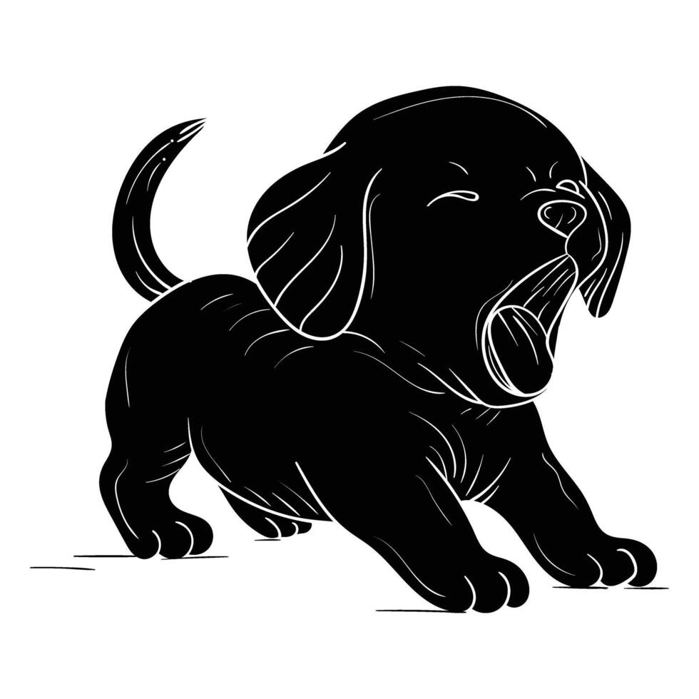 black and white illustration of a puppy dog vector