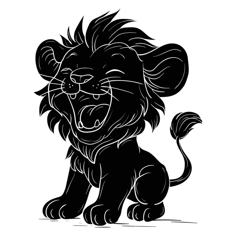 a black and white drawing of a lion vector