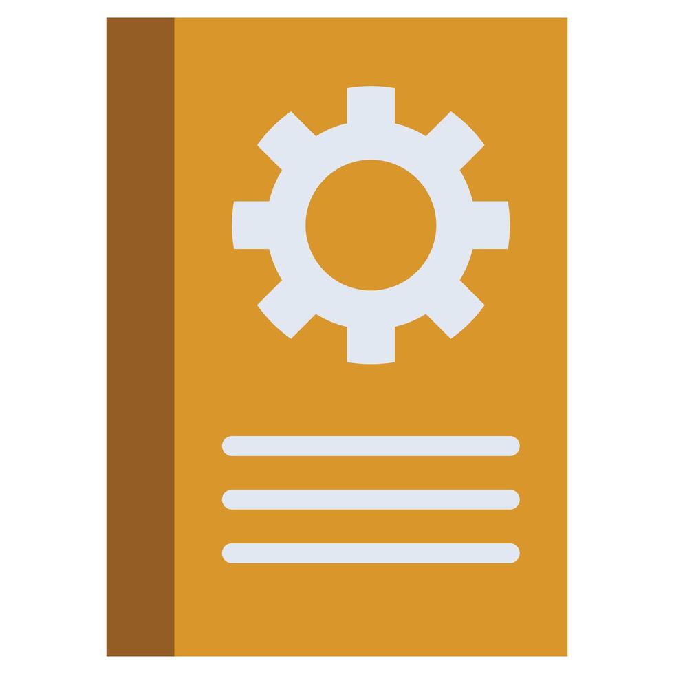 Gear Book Flat Icon, Flat Design Style Icon Symbol vector