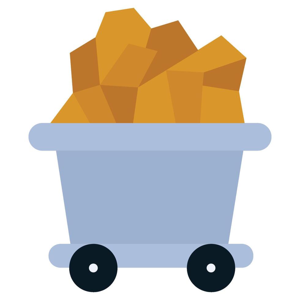 Mining Cart Flat Icon, Mining Icon Concept in Flat design style illustration vector
