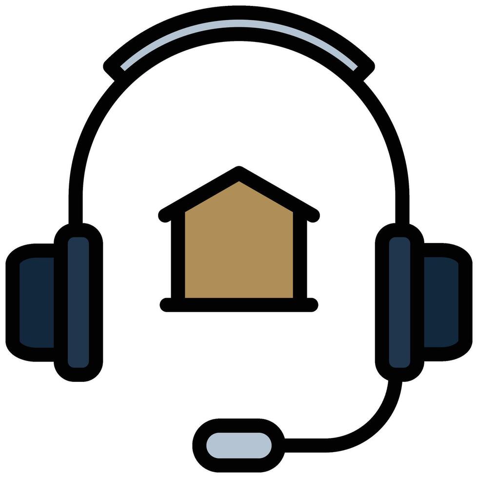 Real Estate Call Center Icon, Outline Flat Design Style Icon Symbol vector